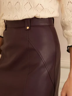 Love & Roses Rouge bordeaux - Minijupe en similicuir New