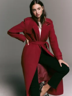 Next Rouge bordeaux - Manteau habillé à col cheminée New
