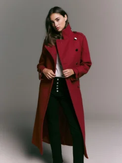 Next Rouge bordeaux - Manteau habillé à col cheminée New