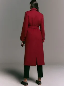 Next Rouge bordeaux - Manteau habillé à col cheminée New