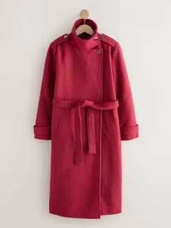 Next Rouge bordeaux - Manteau habillé à col cheminée New