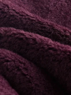 Next Rouge bordeaux - Manteau sans col en fausse fourrure