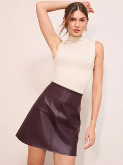 Friends Like These Rouge bordeaux - Minijupe en similicuir Sale