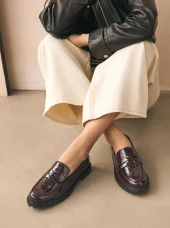 Next Rouge bordeaux - Mocassins vernis épais Clearance