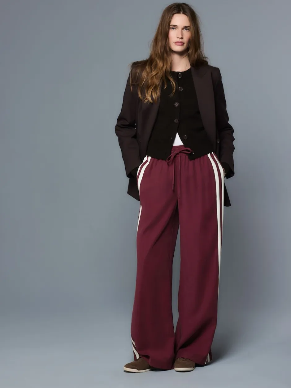 Next Rouge bordeaux - Pantalon large à bande latérale Sale