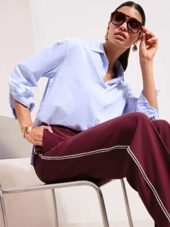 Friends Like These Rouge bordeaux - Pantalons Jambe large bordures au crochet Discount