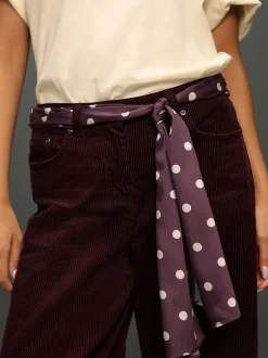 Next Rouge bordeaux - Pantalons en velours côtelé à jambe large avec écharpe Sale