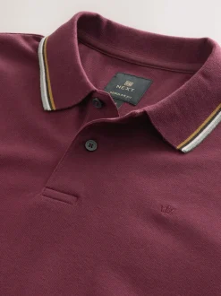 Next - Polo coupe classique à manches courtes et liserés Rouge bordeaux Online