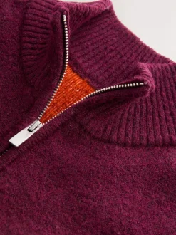 Next Rouge bordeaux - Pulls à encolure zippée à motif Fair Isle avec un bloc poitrine coupe classique New