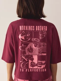 Next - Pyjama à manches courtes en coton Rouge bordeaux New