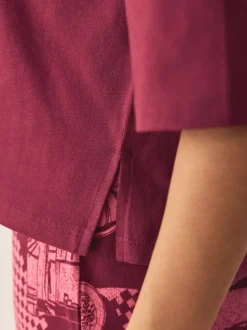 Next - Pyjama à manches courtes en coton Rouge bordeaux New