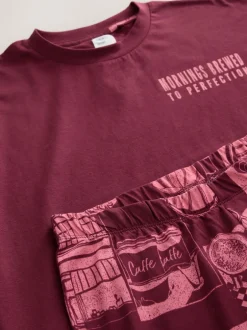 Next - Pyjama à manches courtes en coton Rouge bordeaux New