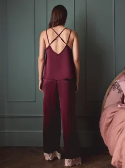Next Rouge bordeaux - Pyjama cami bordé de dentelle Best