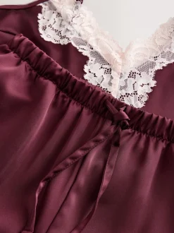 Next Rouge bordeaux - Pyjama cami bordé de dentelle Best
