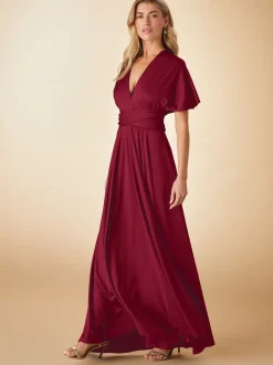Next Rouge bordeaux - Robe longue de demoiselle d’honneur multicolore en jersey pour invitée de mariage Discount