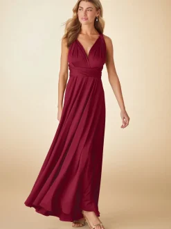 Next Rouge bordeaux - Robe longue de demoiselle d’honneur multicolore en jersey pour invitée de mariage Discount