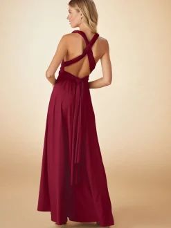 Next Rouge bordeaux - Robe longue de demoiselle d’honneur multicolore en jersey pour invitée de mariage Discount