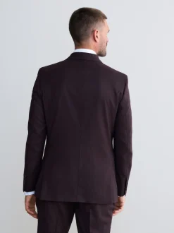 Next Rouge bordeaux - Slim Fit (Slim Fit) - Veste de costume en flanelle de laine et cachemire mélangées Signature Zignone Hot