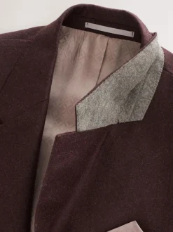 Next Rouge bordeaux - Slim Fit (Slim Fit) - Veste de costume en flanelle de laine et cachemire mélangées Signature Zignone Hot