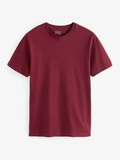 Next - Slim Fit (Slim Fit) - T-shirt Essential Col rond en coton Rouge bordeaux New
