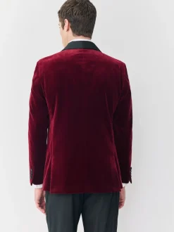 Next Rouge bordeaux - Slim Fit (Slim Fit) - Blazer Signature Pontoglio en velours italien avec revers châle Hot