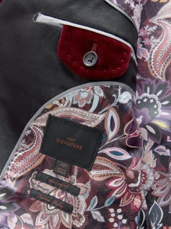 Next Rouge bordeaux - Slim Fit (Slim Fit) - Blazer Signature Pontoglio en velours italien avec revers châle Hot