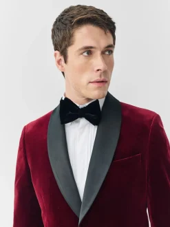 Next Rouge bordeaux - Slim Fit (Slim Fit) - Blazer Signature Pontoglio en velours italien avec revers châle Hot