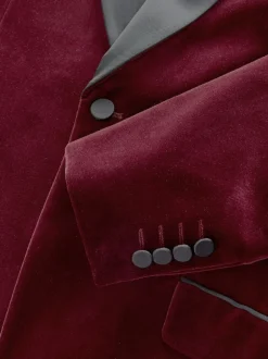 Next Rouge bordeaux - Slim Fit (Slim Fit) - Blazer Signature Pontoglio en velours italien avec revers châle Hot