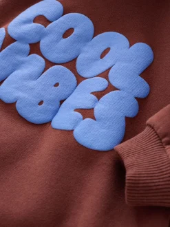 Next - Sweat à capuche imprimé à manches longues (3mois-7ans) Rouge bordeaux