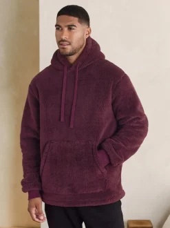 Next - Sweat à capuche en peau lainée Rouge bordeaux