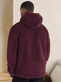 Next - Sweat à capuche en peau lainée Rouge bordeaux