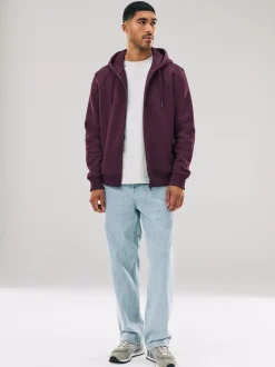 Next Rouge bordeaux - Sweat à capuche zippé en jersey épais riche en coton Hot