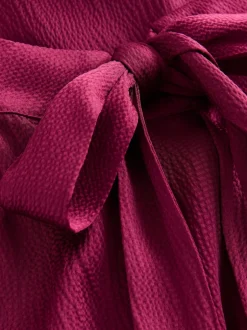 Next - Texture Satin Licol Sans manches Mi-long Robe Rouge bordeaux Hot