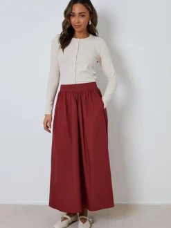 Threadbare - Jupe midi avec poches Rouge bordeaux