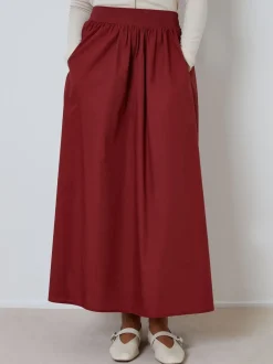Threadbare - Jupe midi avec poches Rouge bordeaux