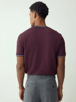 Next Rouge bordeaux - T-shirt Coupe classique à liserés 100% Coton Sale