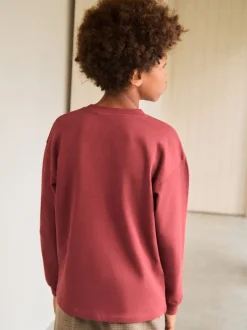 Next - T-shirt épais décontracté à manches longues (3-16ans) Rouge bordeaux Sale