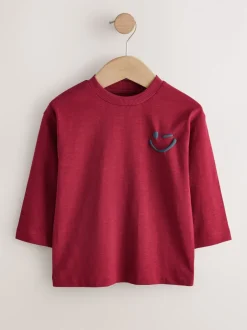 Next - T-shirt semi-uni à manches longues (3mois-7ans) Rouge bordeaux Hot