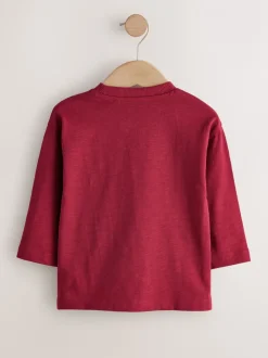 Next - T-shirt semi-uni à manches longues (3mois-7ans) Rouge bordeaux Hot