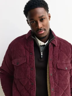 Next Rouge bordeaux - Veste-chemise en velours côtelé doublé de diamants doublée de peau de mouton Sale