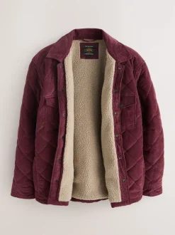 Next Rouge bordeaux - Veste-chemise en velours côtelé doublé de diamants doublée de peau de mouton Sale