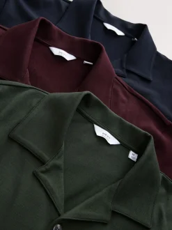 Next Rouge bordeaux/bleu marine/vert olive - Lot 3 chemises manches courtes en piqué Best