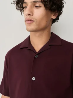 Next Rouge bordeaux/bleu marine/vert olive - Lot 3 chemises manches courtes en piqué Best