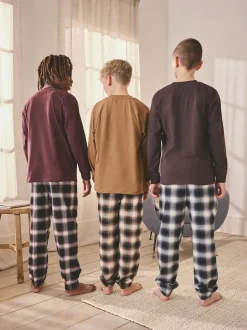 Next Rouge bordeaux/marron - Lot de 3 pyjamas tissés à carreaux (3-16ans) New
