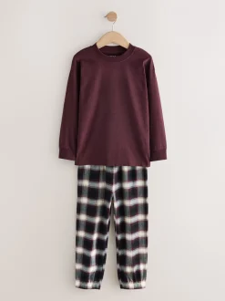 Next Rouge bordeaux/marron - Lot de 3 pyjamas tissés à carreaux (3-16ans) New