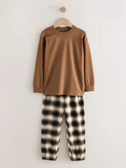 Next Rouge bordeaux/marron - Lot de 3 pyjamas tissés à carreaux (3-16ans) New