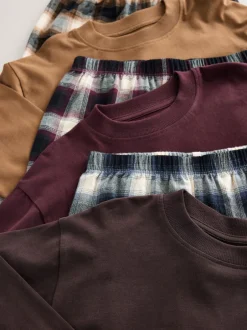 Next Rouge bordeaux/marron - Lot de 3 pyjamas tissés à carreaux (3-16ans) New