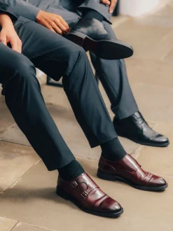 Base London Rouge Bordo - Chaussure Taper Monk Best