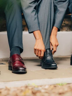 Base London Rouge Bordo - Chaussure Taper Monk Best