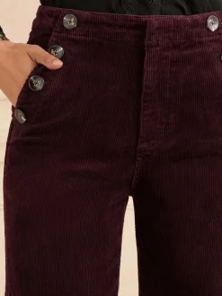 Love & Roses Rouge cerise - Pantalon droit en velours côtelé Outlet